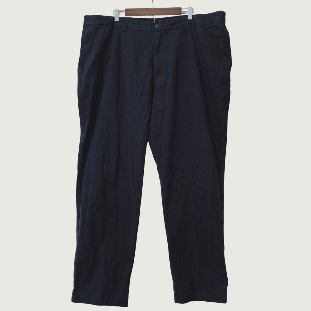 HB Harbor Bay Chino Waist-Relaxer Pants Men 46x32 Black Straight Leg Flat Front